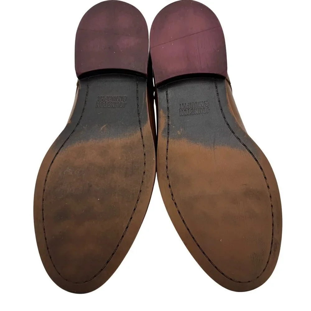 Johnston & Murphy Conard Cap Toe Oxford Brown Boys Size 5M Leather Dress Shoes